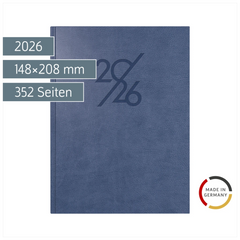 Buchkalender Mod. Mentor 2026 | A5, Kunstleder, blau