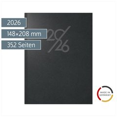 Buchkalender Mod. Mentor 2026 | A5, Kunstleder, schwarz