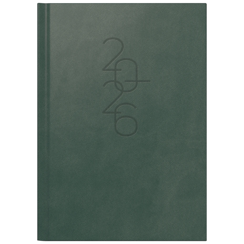 Buchkalender Mod. Mentor 2026 | A5, Kunstleder, dunkelgrün