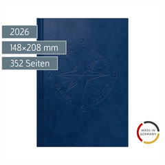 Buchkalender Mod. Mentor 2026 „Nautic“ | A5, Kunstleder