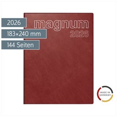 Buchkalender Mod. magnum 2026 | 183×240 mm, Kunststoff, weinrot