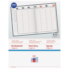 Buchkalender Mod. magnum 2026 | 183×240 mm, Kunststoff, weinrot