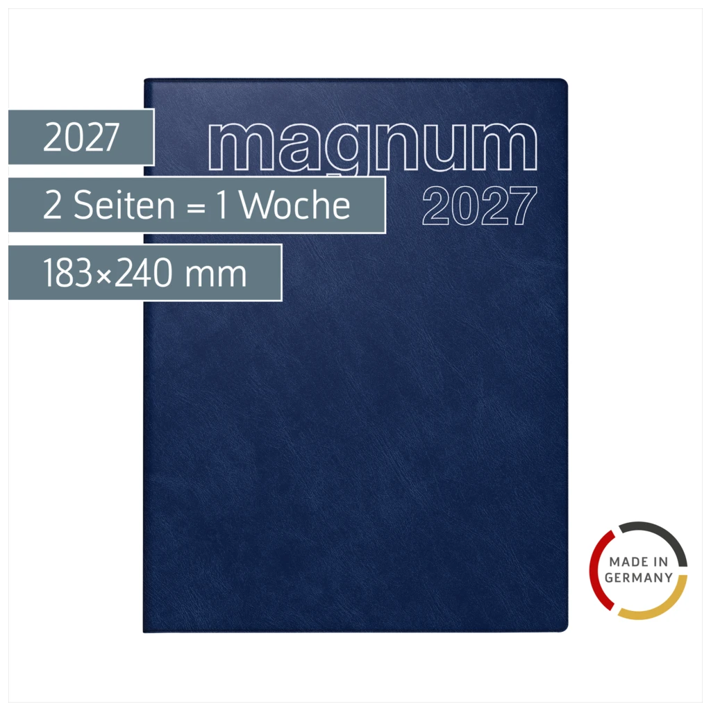 Buchkalender Mod. magnum 2027 | 183×240 mm, Kunststoff, dunkelblau