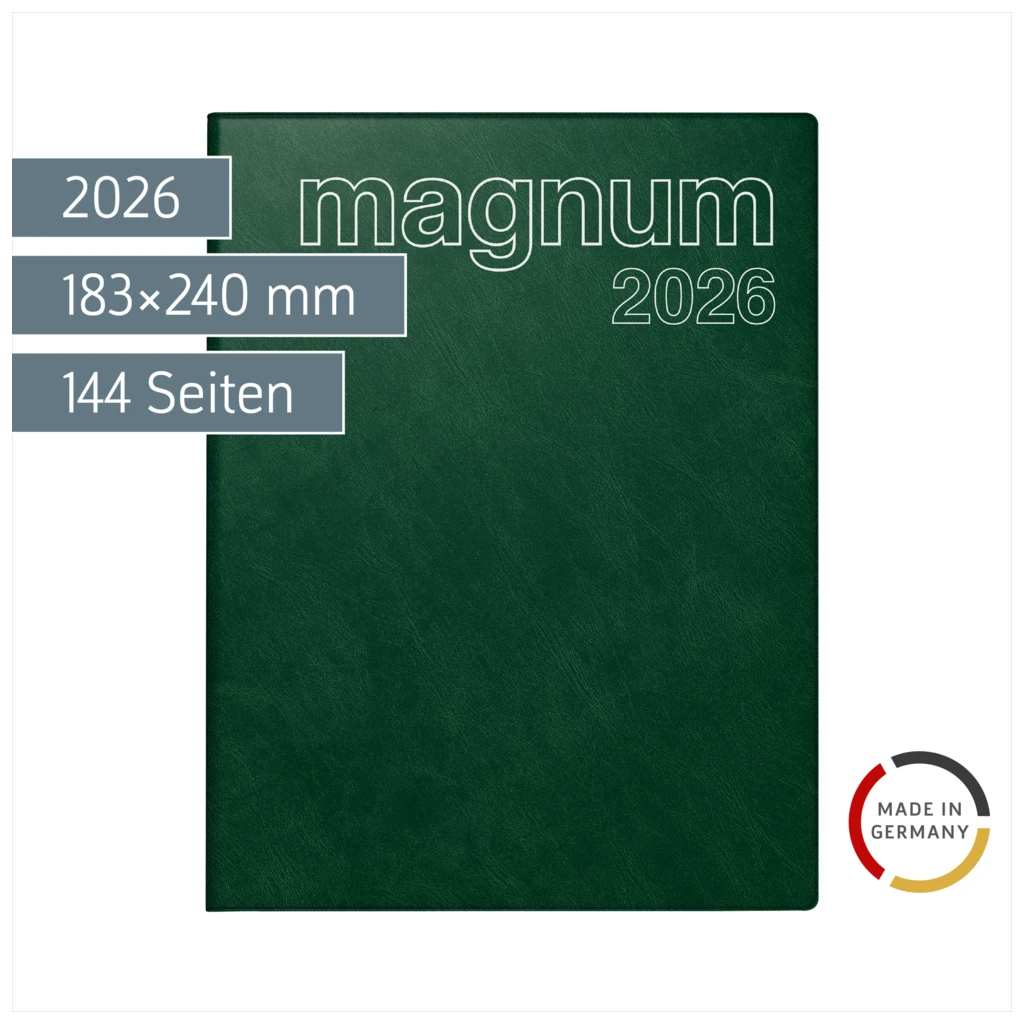 Buchkalender Mod. magnum 2026 | 183×240 mm, Kunststoff, dunkelgrün