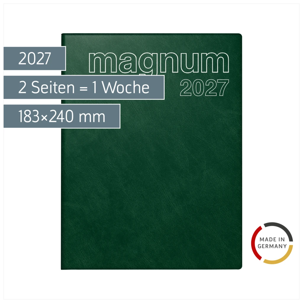 Buchkalender Mod. magnum 2027 | 183×240 mm, Kunststoff, dunkelgrün