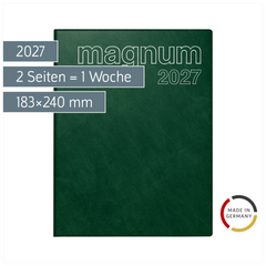 Buchkalender Mod. magnum 2027 | 183×240 mm, Kunststoff, dunkelgrün