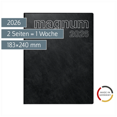 Buchkalender Mod. magnum 2026 | 183×240 mm, Kunststoff, schwarz