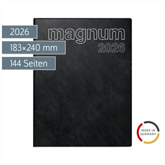 Buchkalender Mod. magnum 2026 | 183×240 mm, Kunststoff, schwarz