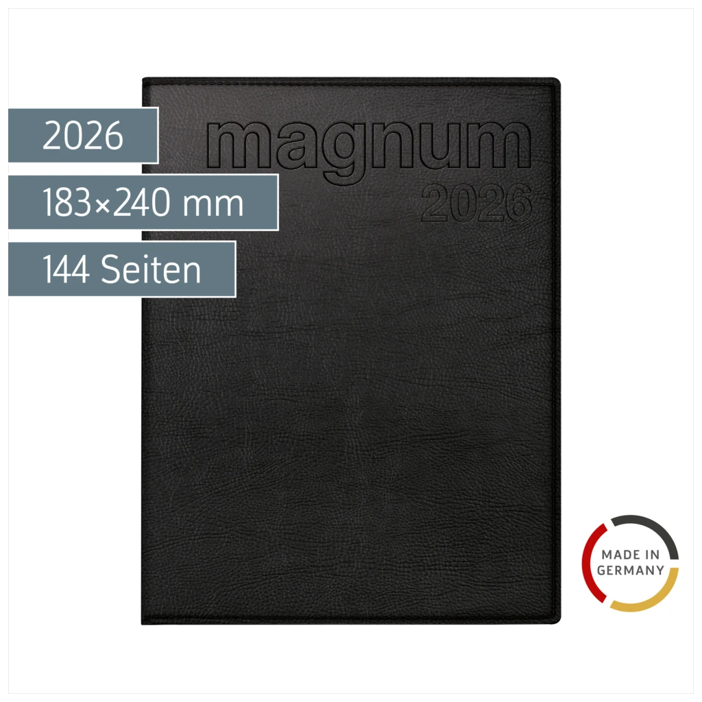 Buchkalender Mod. magnum 2026 | 183×240 mm, Kunstleder, schwarz