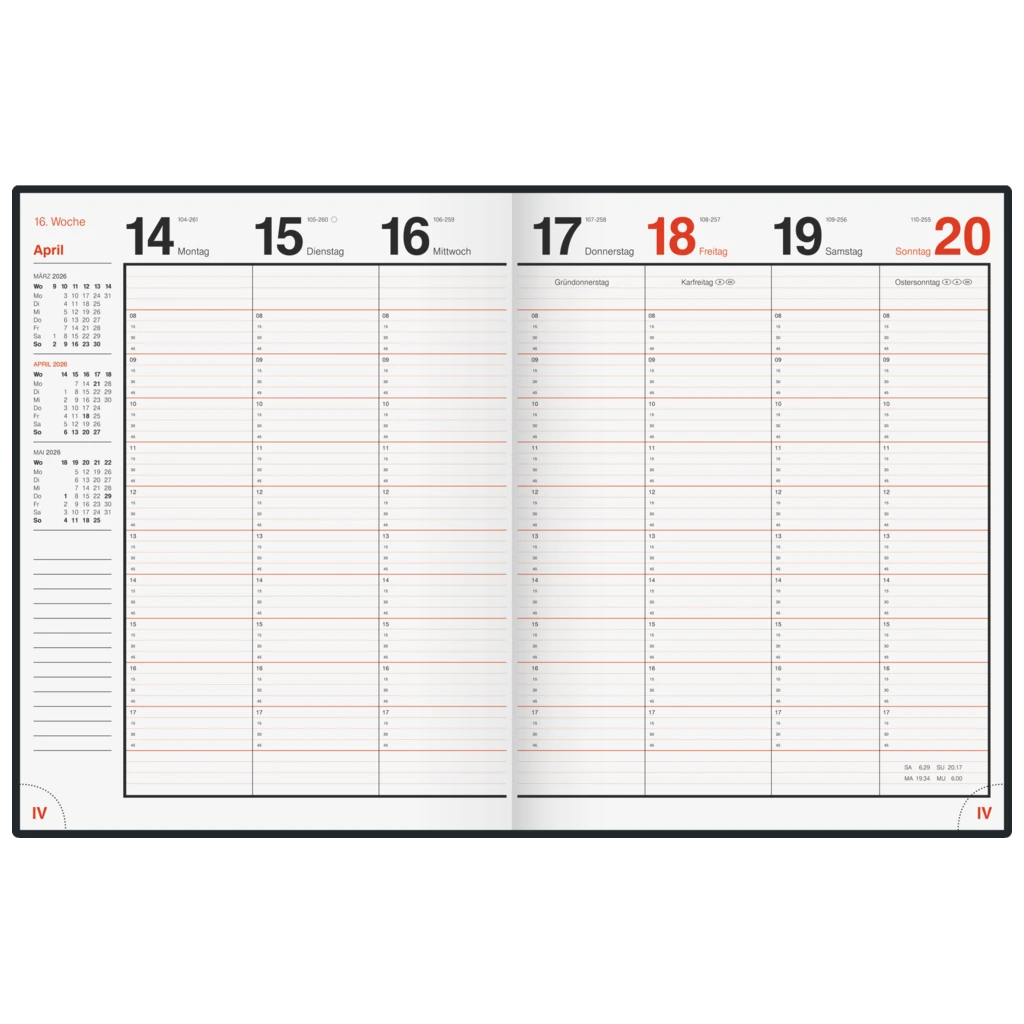 Buchkalender Mod. magnum 2026 | 183×240 mm, Kunstleder, schwarz
