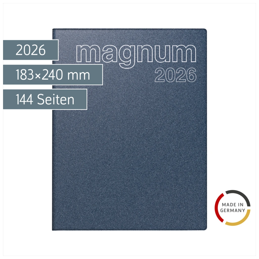 Buchkalender Mod. magnum 2026 | 183×240 mm, Kunststoff, blau