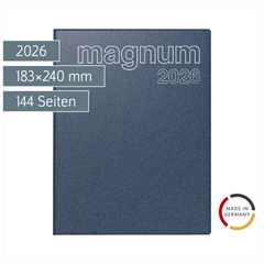 Buchkalender Mod. magnum 2026 | 183×240 mm, Kunststoff, blau