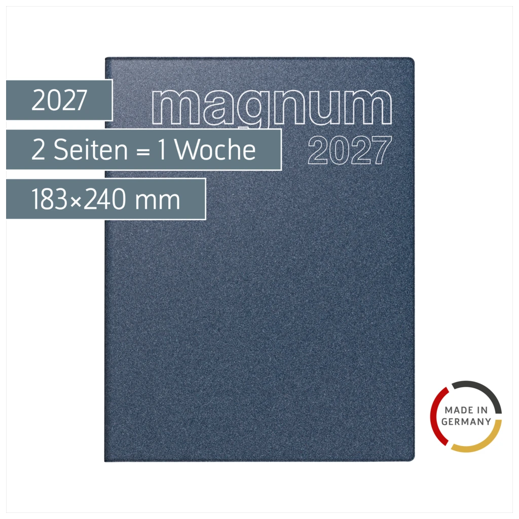 Buchkalender Mod. magnum 2027 | 183×240 mm, Kunststoff, blau