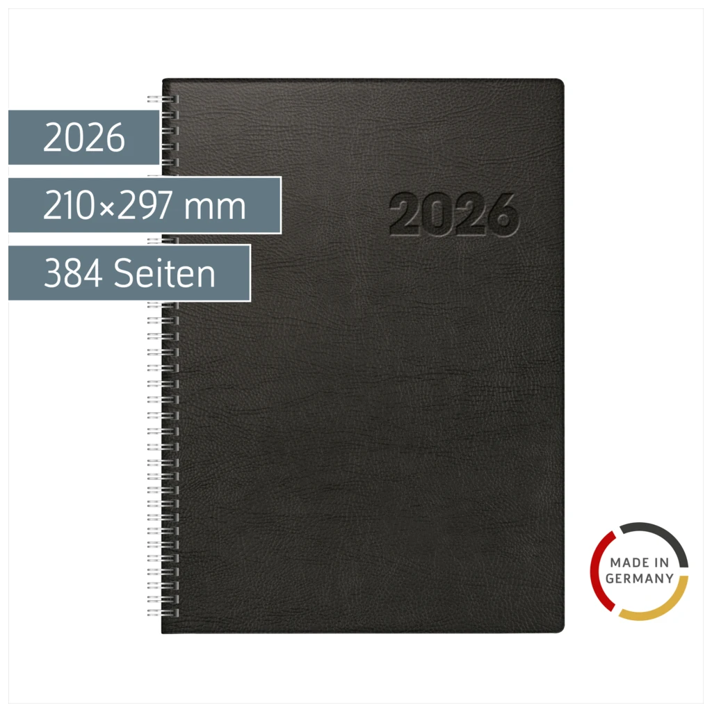 Buchkalender Mod. Conform 2026 | A4, Kunststoff, schwarz