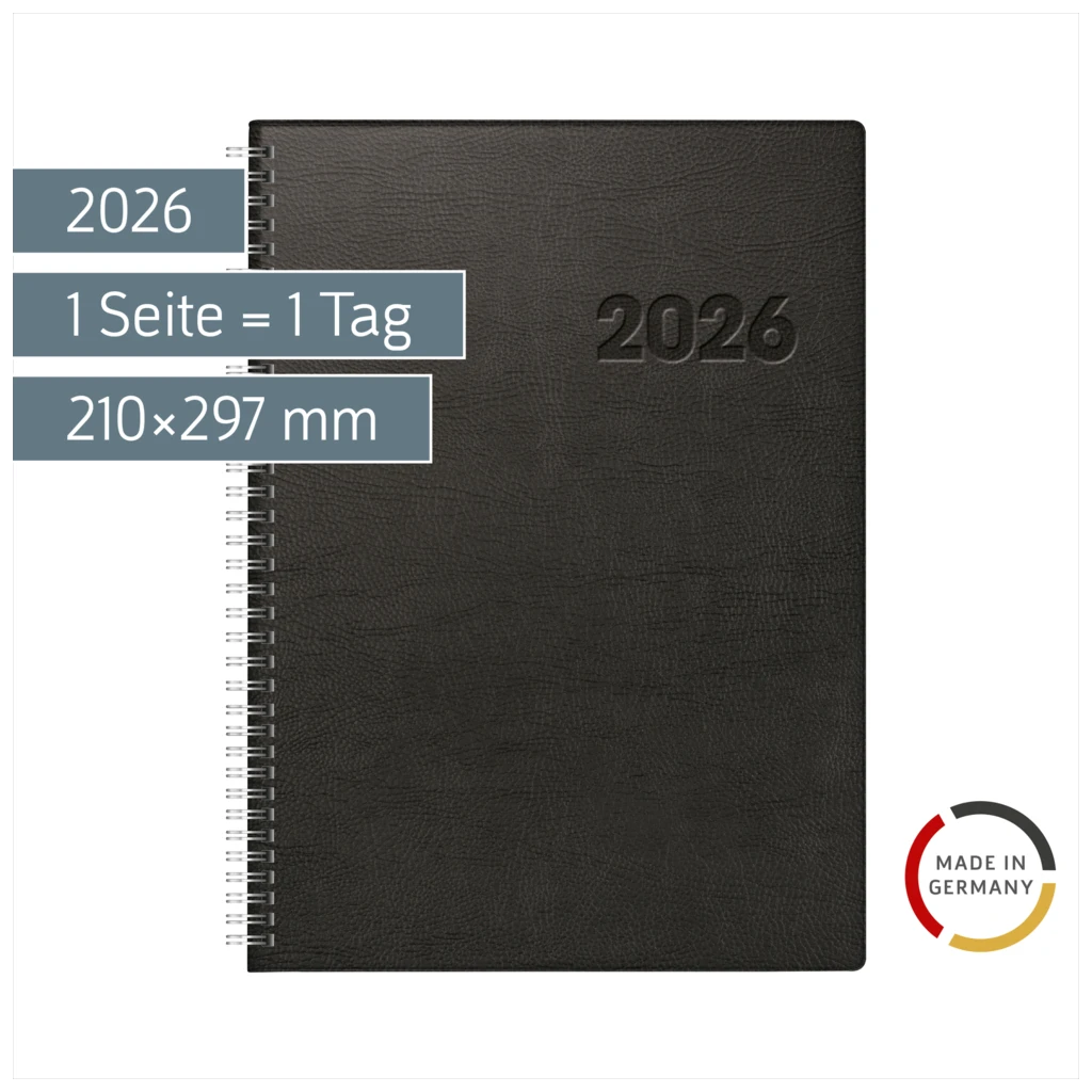 Buchkalender Mod. Conform 2026 | A4, Kunststoff, schwarz
