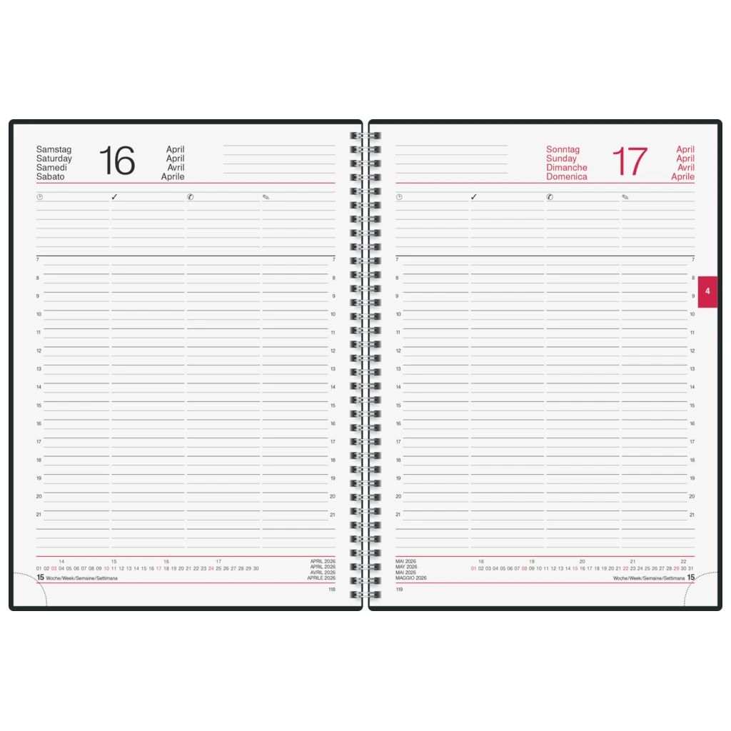 Buchkalender Mod. Conform 2026 | A4, Kunststoff, schwarz