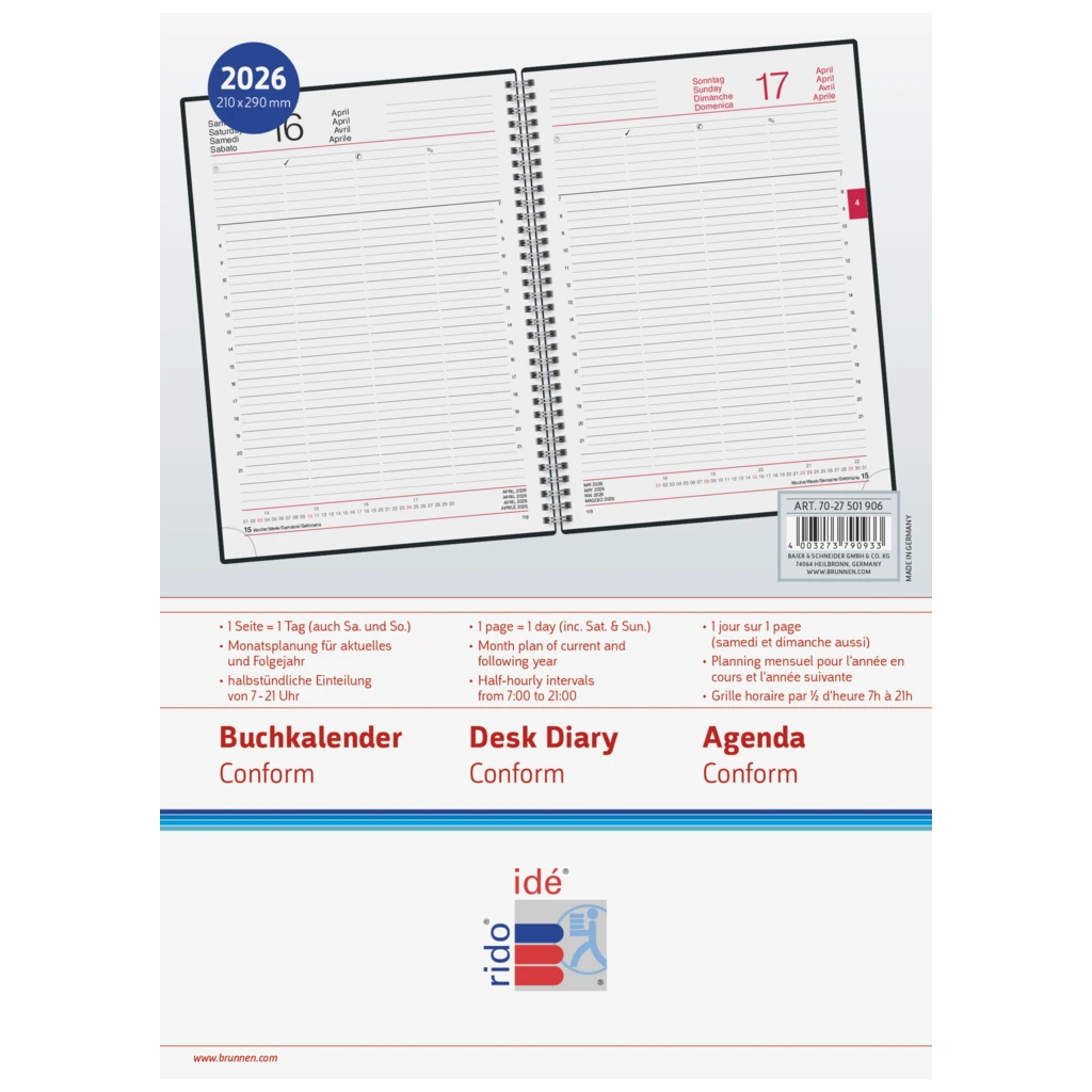 Buchkalender Mod. Conform 2026 | A4, Kunststoff, schwarz