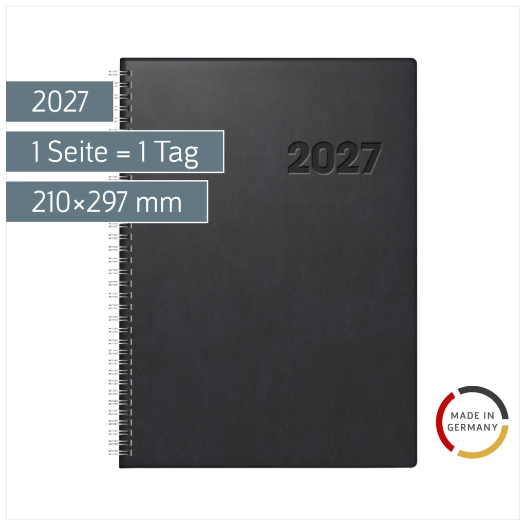 Buchkalender Mod. Conform 2027 | A4, Kunststoff, schwarz