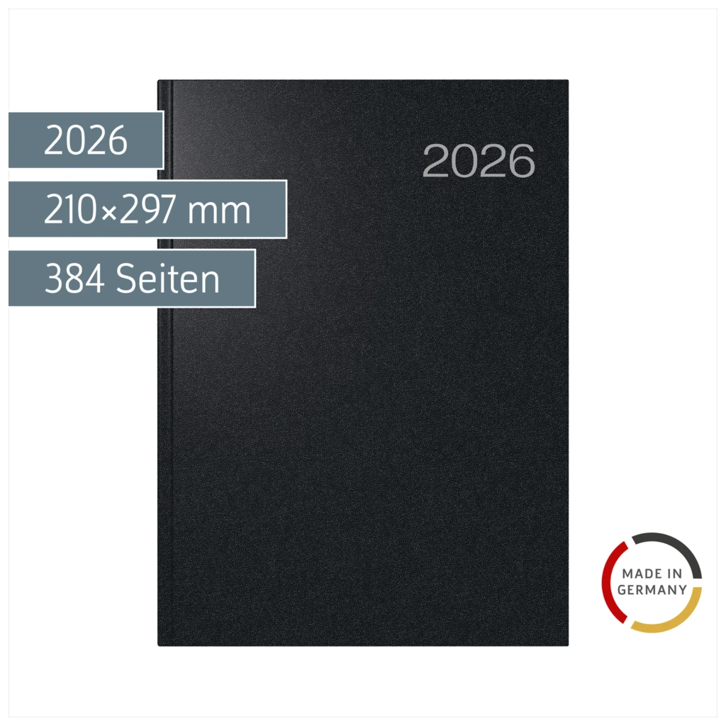 Buchkalender Mod. Conform 2026 | A4, Kunststoff, schwarz