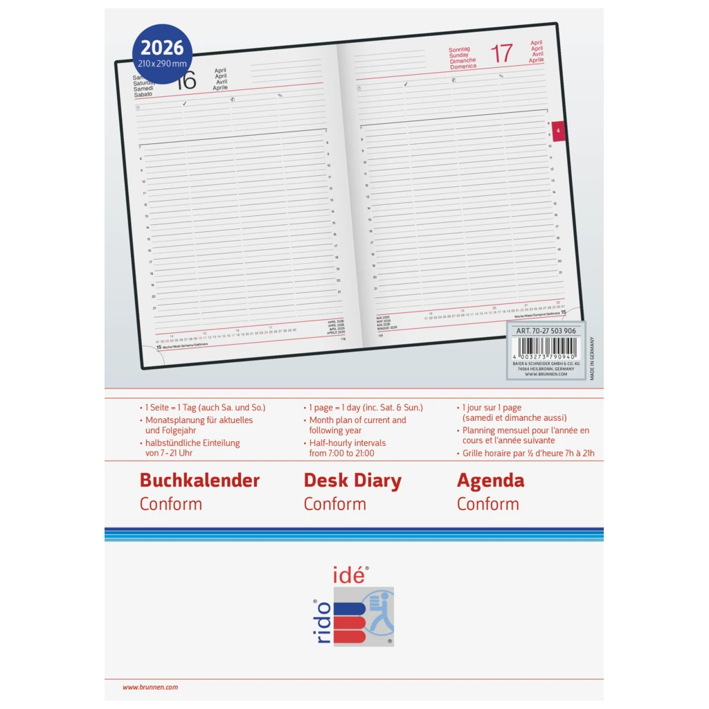 Buchkalender Mod. Conform 2026 | A4, Kunststoff, schwarz