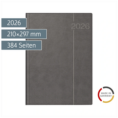 Buchkalender Mod. Conform 2026 | A4, Kunstleder, grau