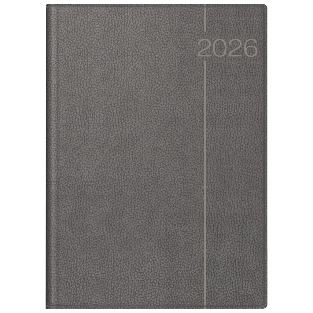 Buchkalender Mod. Conform 2026 | A4, Kunstleder, grau