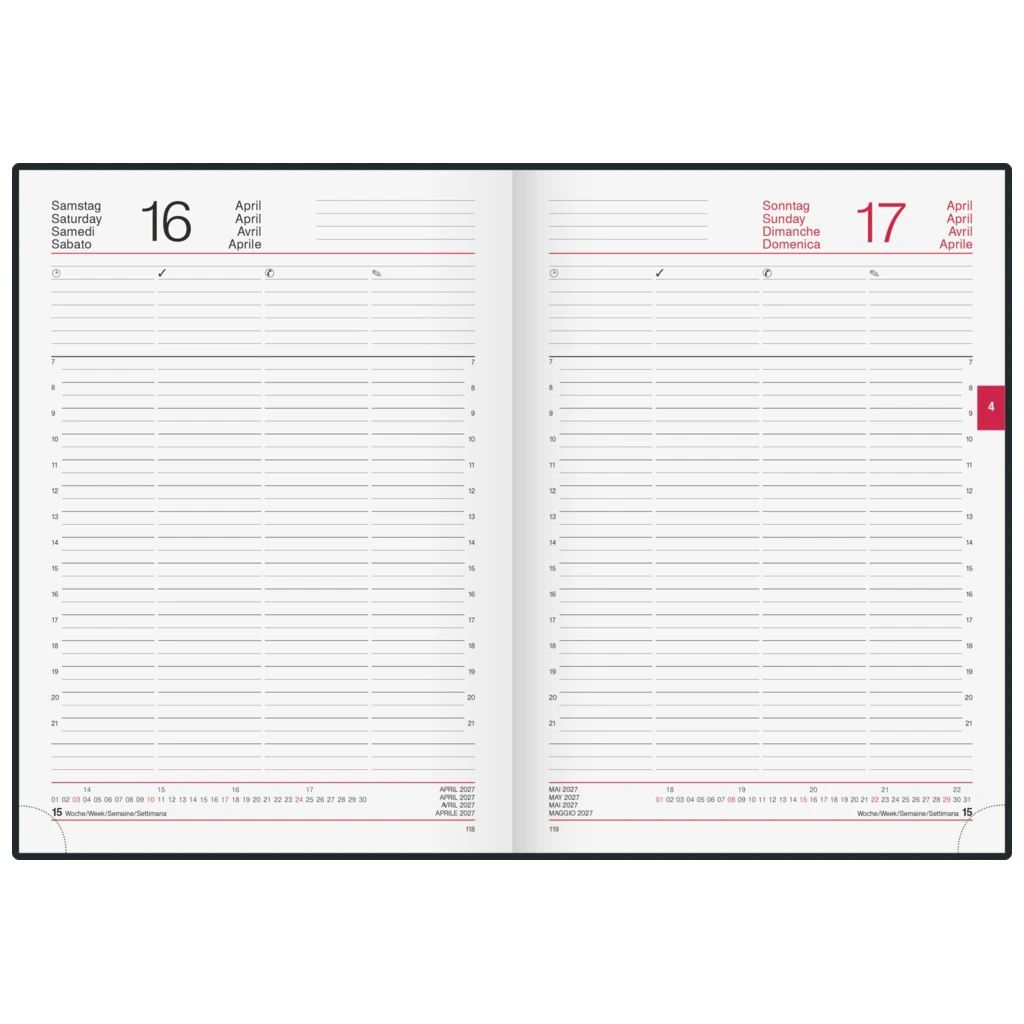 Buchkalender Mod. Conform 2027 | A4, Kunstleder, grau