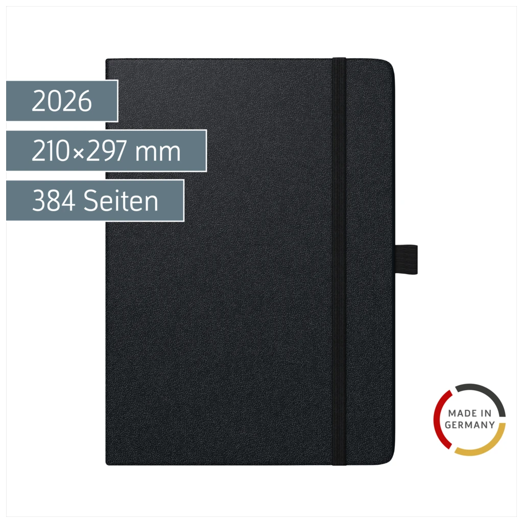 Buchkalender Mod. Conform 2026 | A4, Kunststoff, schwarz
