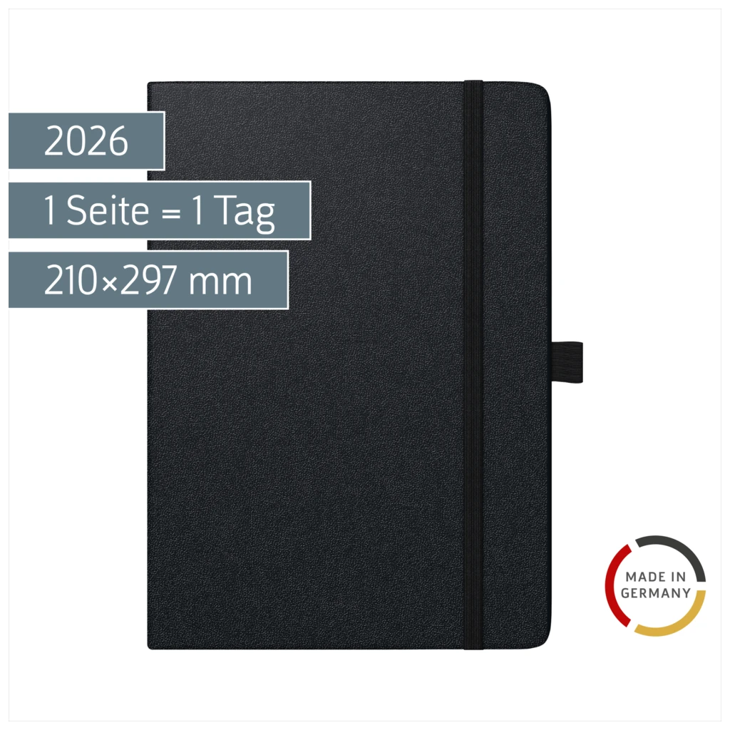 Buchkalender Mod. Conform 2026 | A4, Kunststoff, schwarz