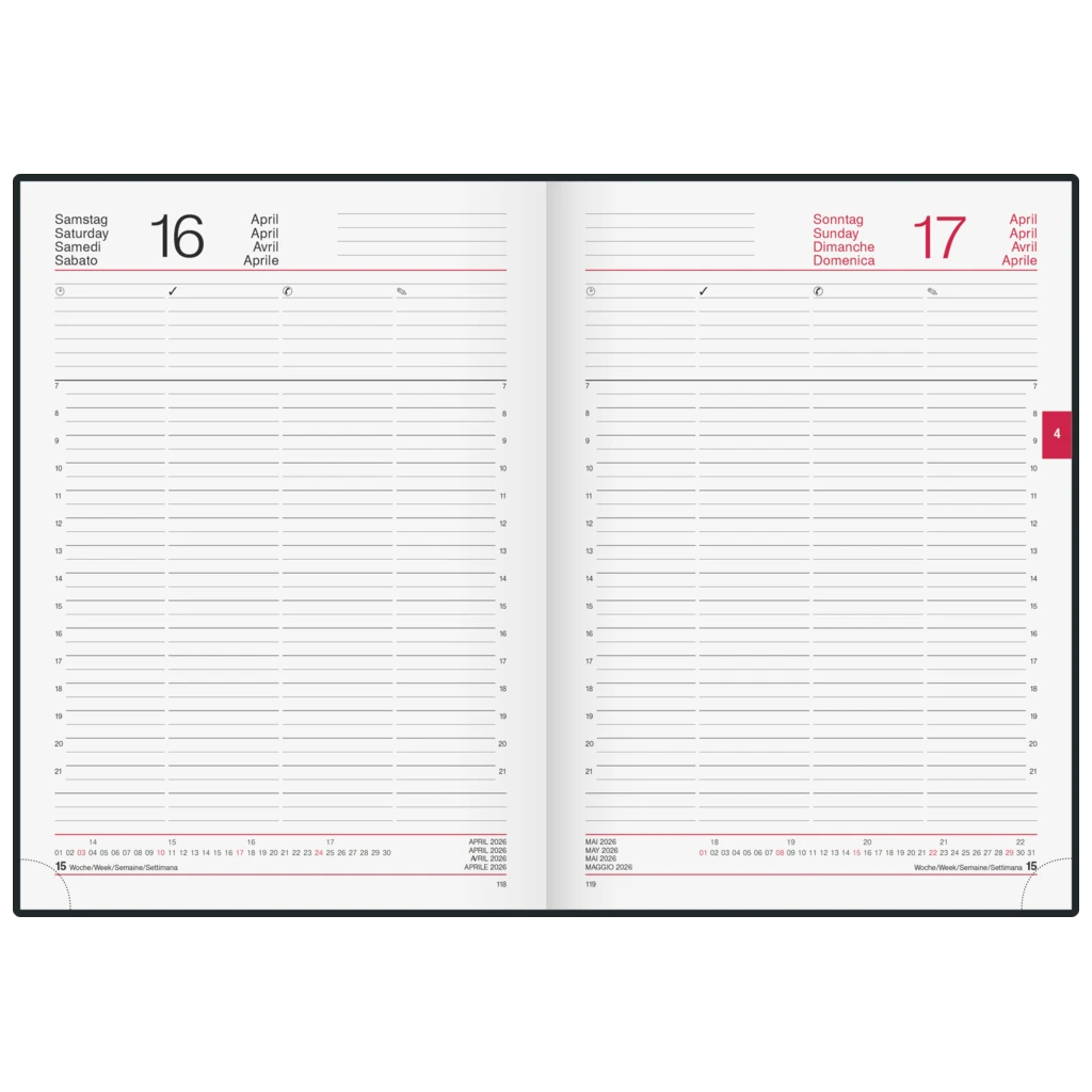 Buchkalender Mod. Conform 2026 | A4, Kunststoff, schwarz