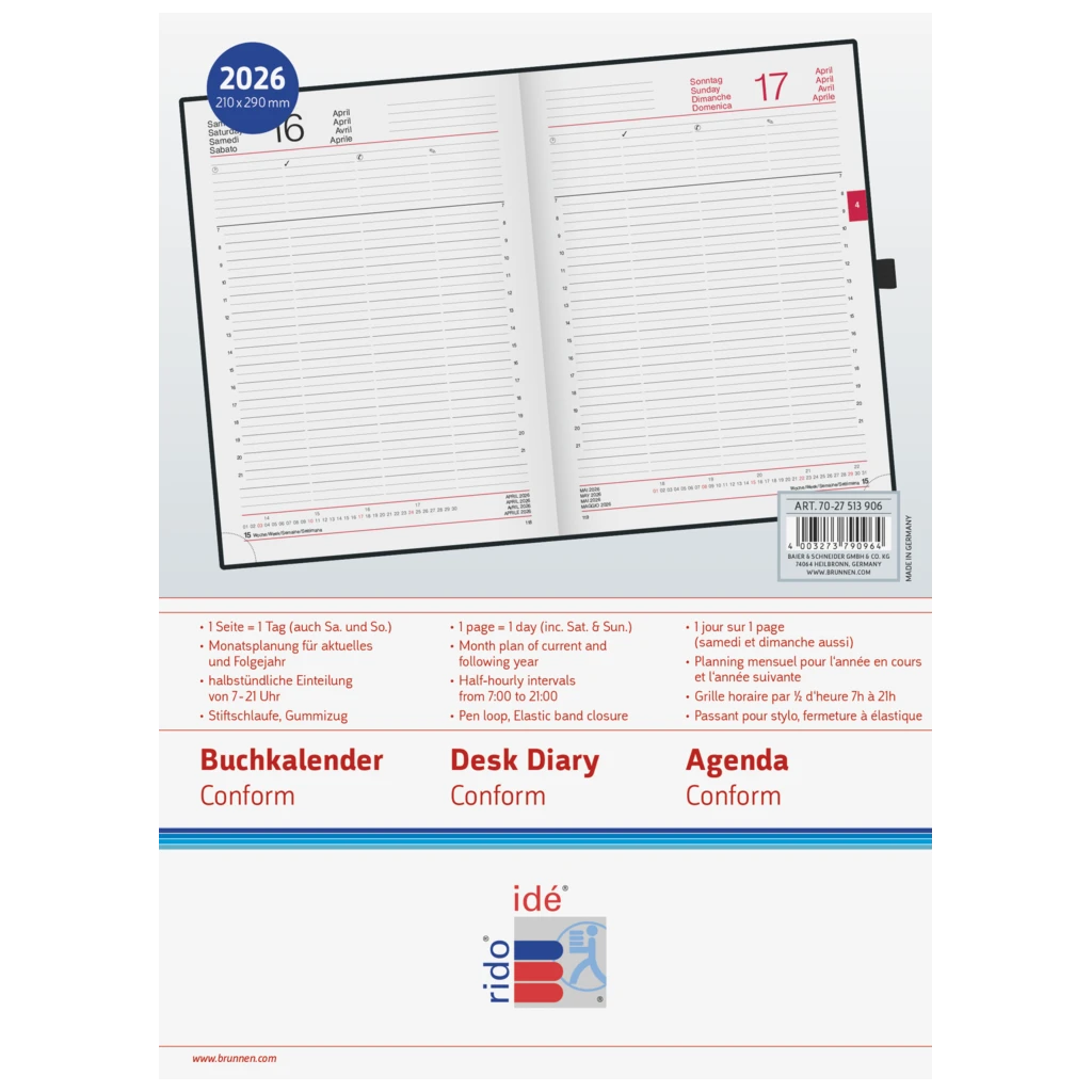 Buchkalender Mod. Conform 2026 | A4, Kunststoff, schwarz