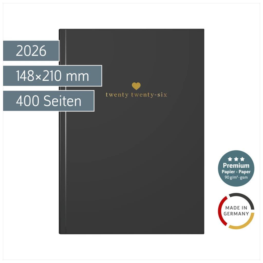 Buchkalender Premium Young Line 2026 „Heart“ | A5, Papier