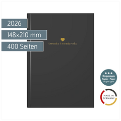 Buchkalender Premium Young Line 2026 „Heart“ | A5, Papier