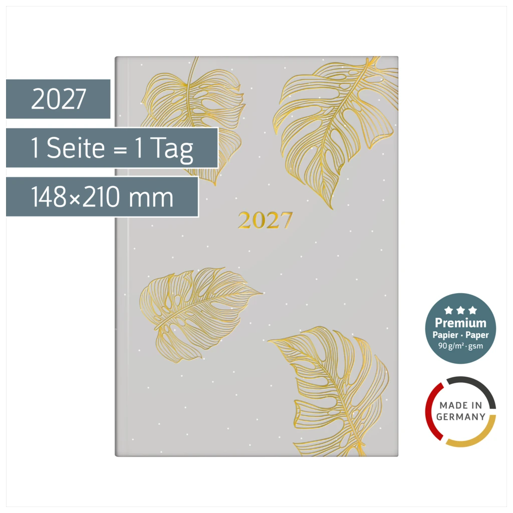 Buchkalender Premium Young Line 2027 „Monstera“ | A5, Papier