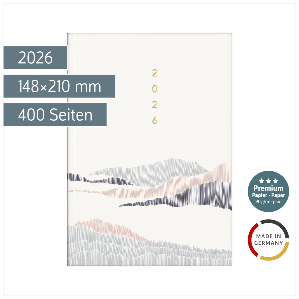 Buchkalender Premium Young Line 2026 „Simple“ | A5, Papier