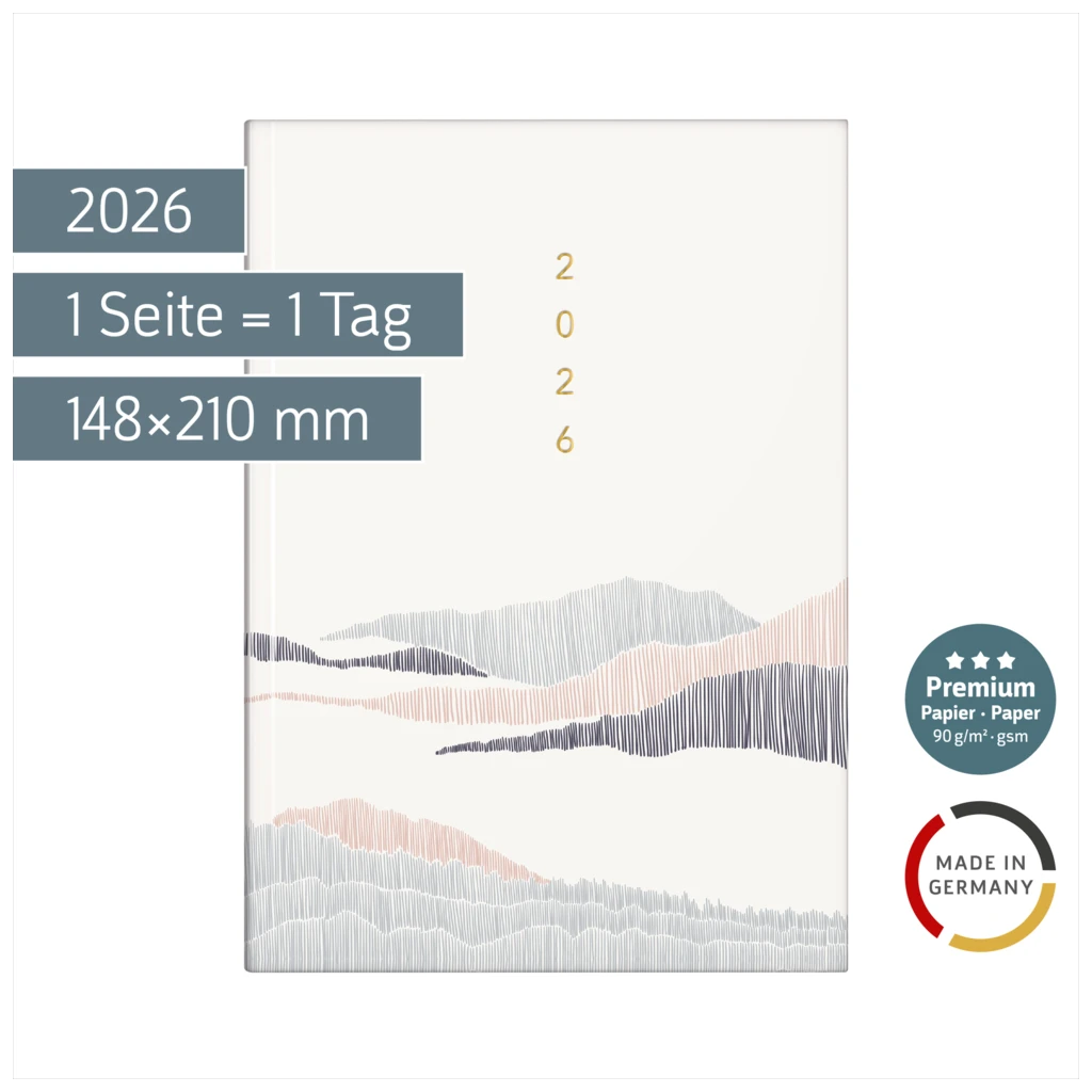 Buchkalender Premium Young Line 2026 „Simple“ | A5, Papier