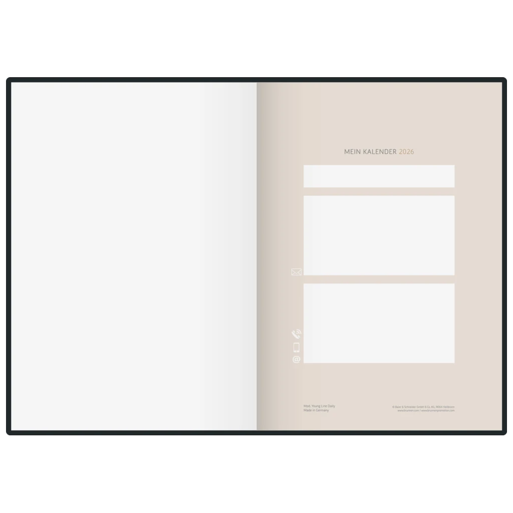 Buchkalender Premium Young Line 2026 „Simple“ | A5, Papier