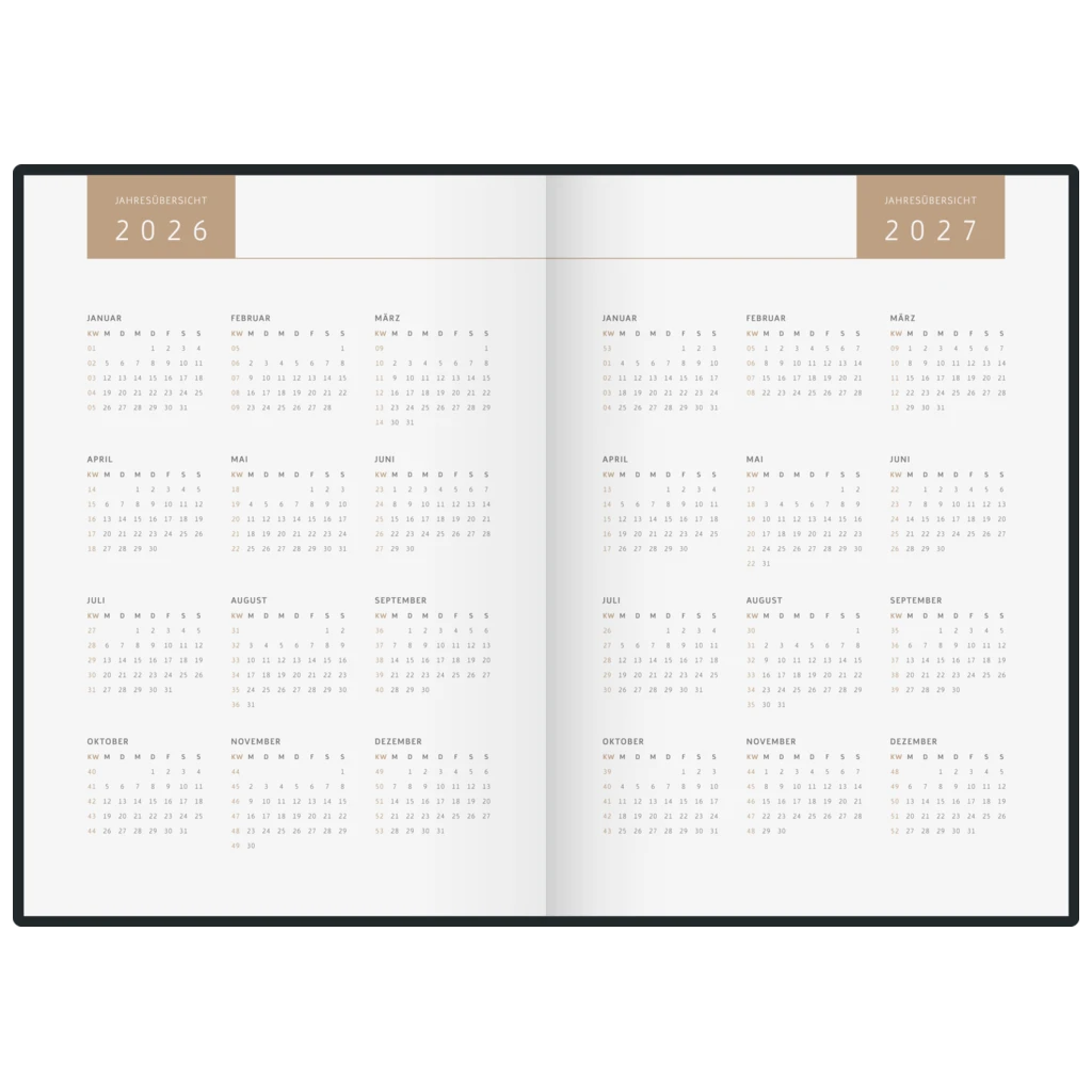 Buchkalender Premium Young Line 2026 „Simple“ | A5, Papier