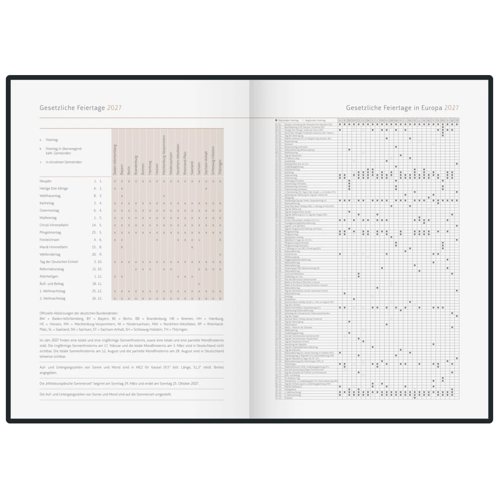 Buchkalender Premium Young Line 2027 „Simple“ | A5, Papier