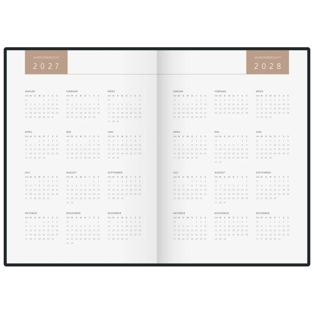 Buchkalender Premium Young Line 2027 „Simple“ | A5, Papier