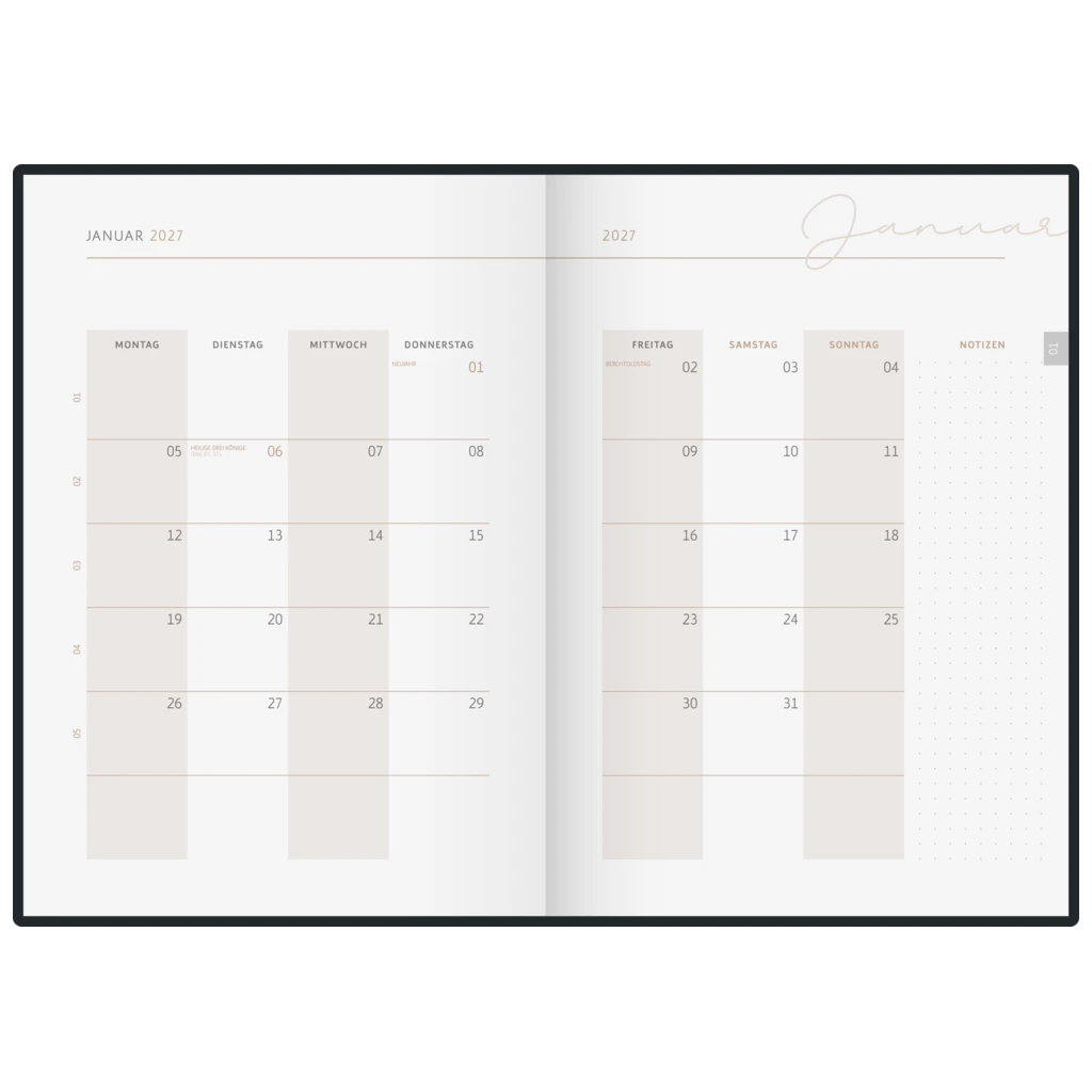 Buchkalender Premium Young Line 2027 „Simple“ | A5, Papier