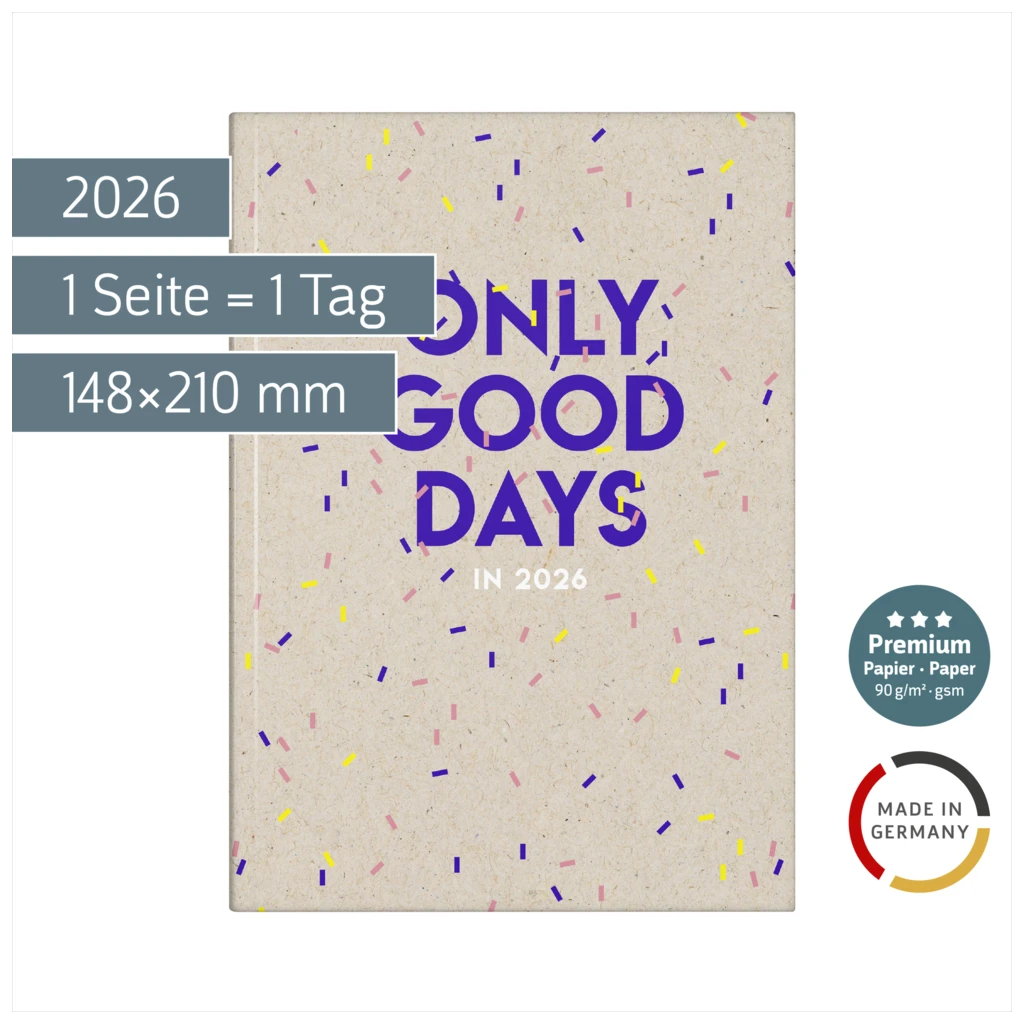 Buchkalender Premium Young Line 2026 „Confetti“ | A5, Papier