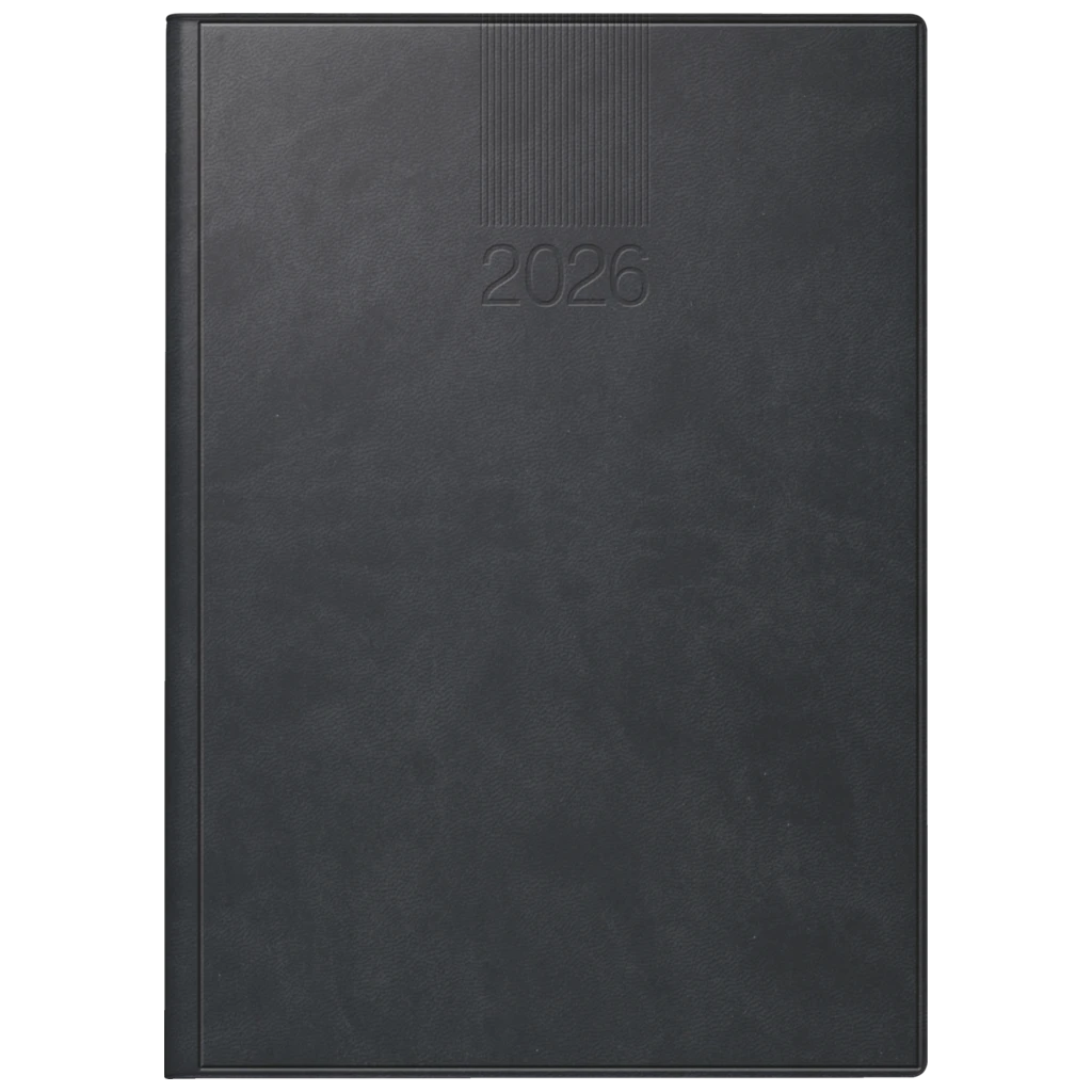 Buchkalender Mod. ROMA 1 2026 | A5, Kunstleder, schwarz