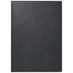 Buchkalender Mod. ROMA 1 2026 | A5, Kunstleder, schwarz