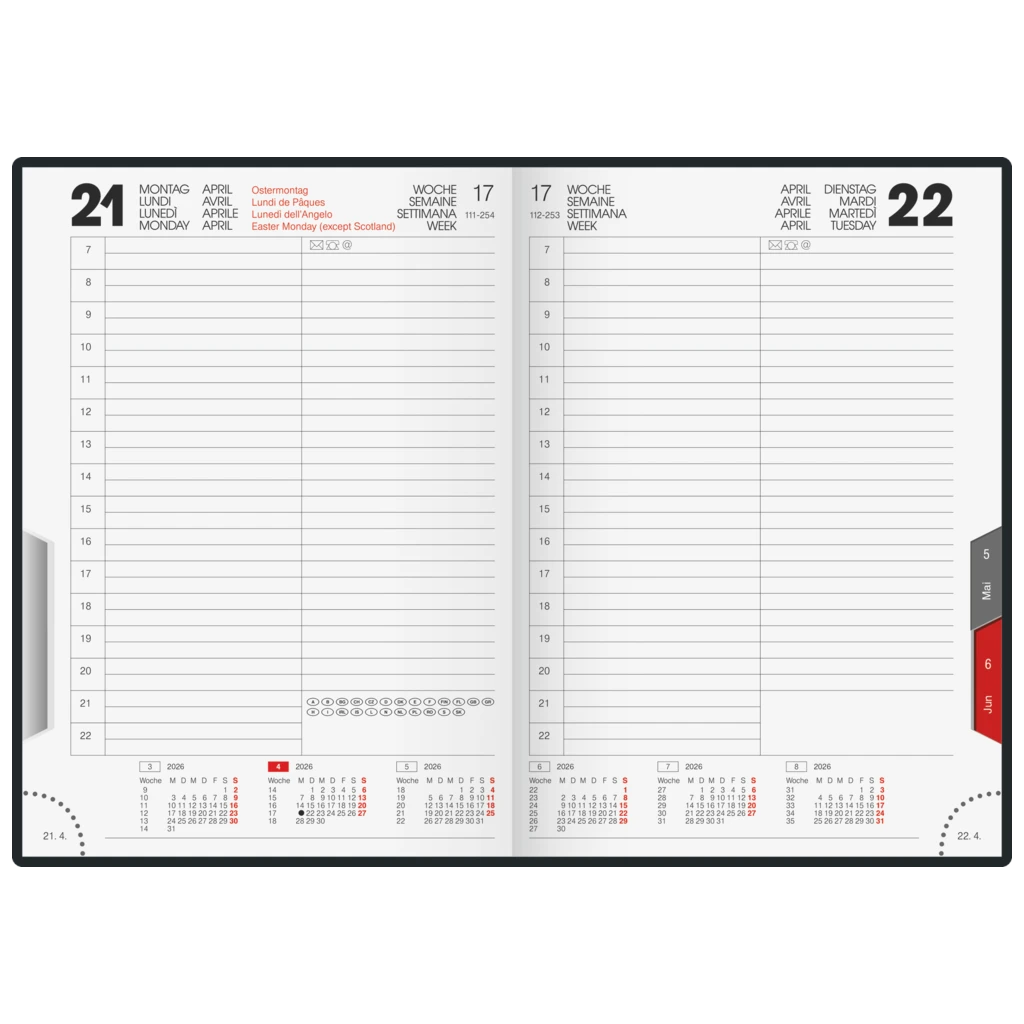 Buchkalender Mod. ROMA 1 2026 | A5, Kunststoff, dunkelblau