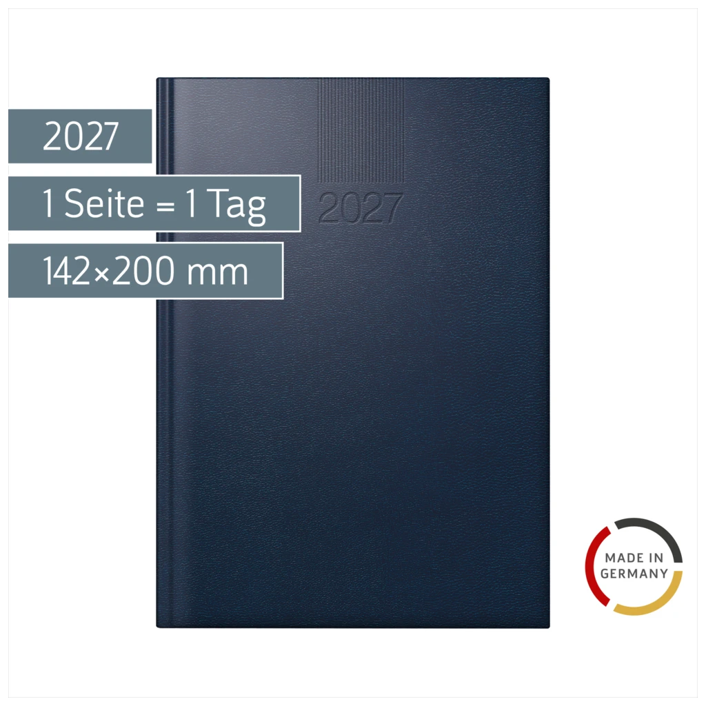 Buchkalender Mod. ROMA 1 2027 | A5, Kunststoff, dunkelblau