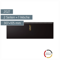 Querterminbuch Mod. ac-Wochenquerterminer 2027 | 307×105 mm, Kunststoff, schwarz