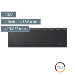 Querterminbuch Mod. futura 5 2027 | 420×137 mm, Kunststoff, schwarz