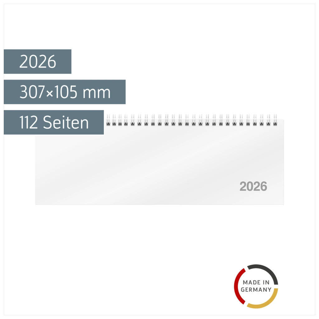 Querterminbuch Mod. ac-Wochenquerterminer 2026 | 307×105 mm, Karton, weiß