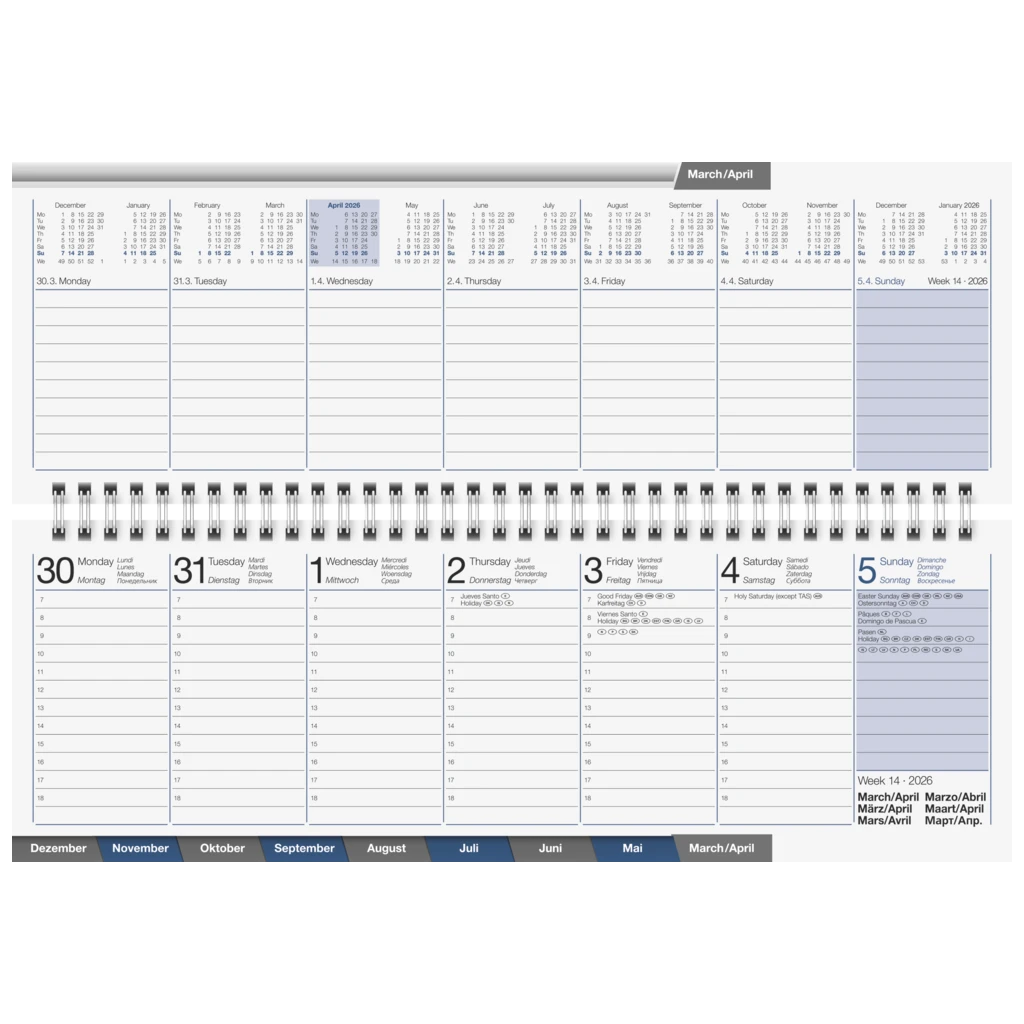 Querterminbuch Mod. ac-Wochenquerterminer 2026 | 307×105 mm, Karton, weiß